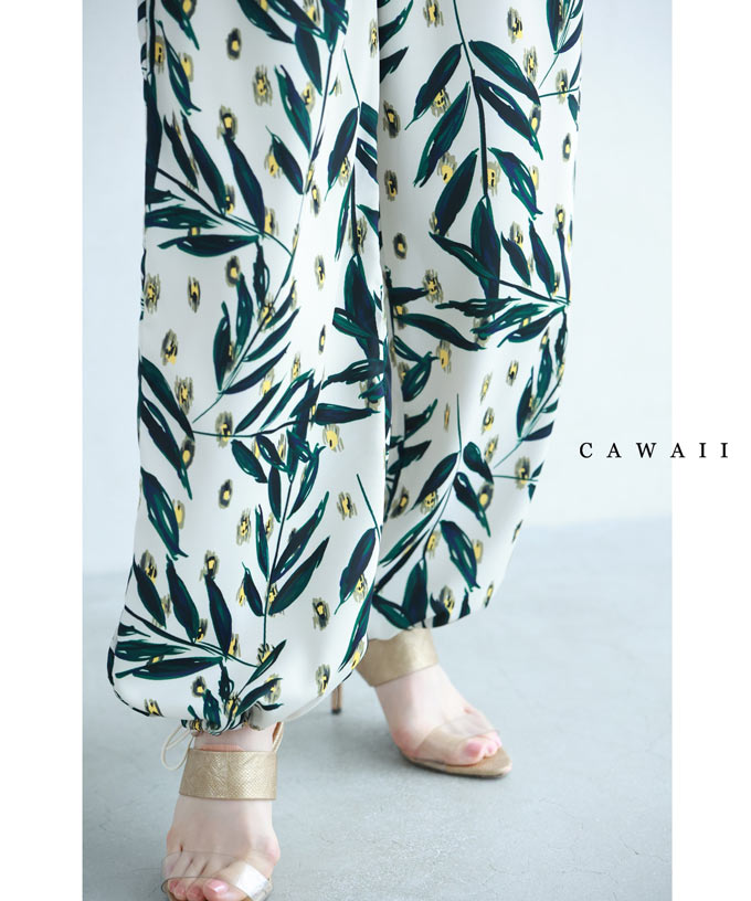 カワイイ CAWAII 裾が絞れる2way仕様。夏夜に舞う蛍の灯ワイドパンツ (ホワイト) ホワイト