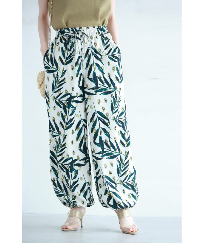 カワイイ CAWAII 裾が絞れる2way仕様。夏夜に舞う蛍の灯ワイドパンツ (ホワイト) ホワイト