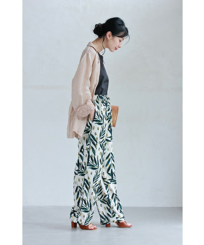 カワイイ CAWAII 裾が絞れる2way仕様。夏夜に舞う蛍の灯ワイドパンツ (ホワイト) ホワイト