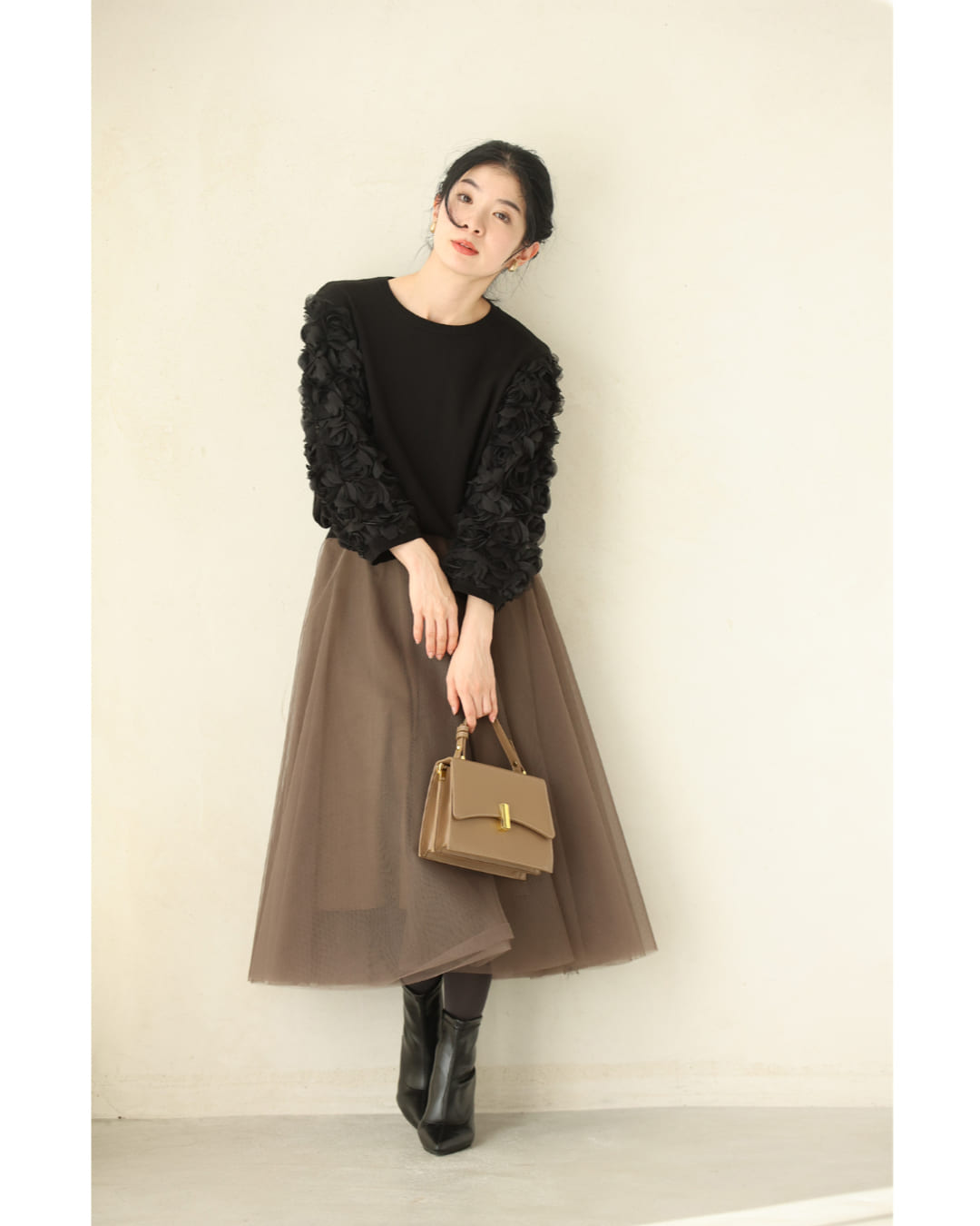 カワイイ CAWAII バラのブーケスリーブニットカットソートップス