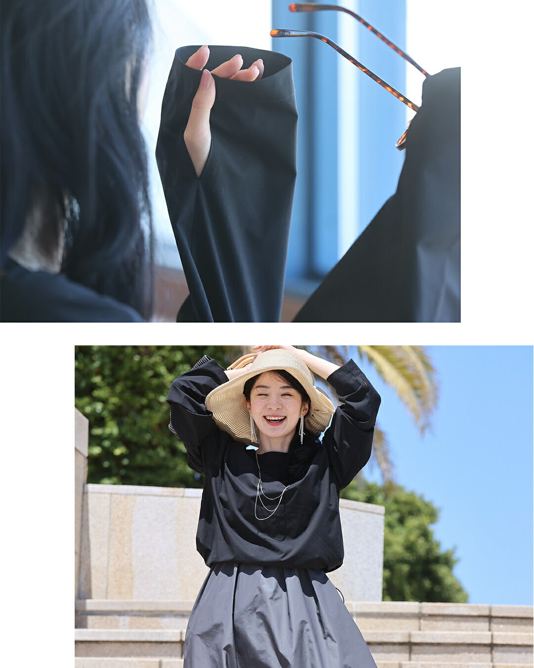 カワイイ CAWAII 夏もアクティブな私の為のUVカットラッシュガードプルオーバートップス (ブラック) ブラック