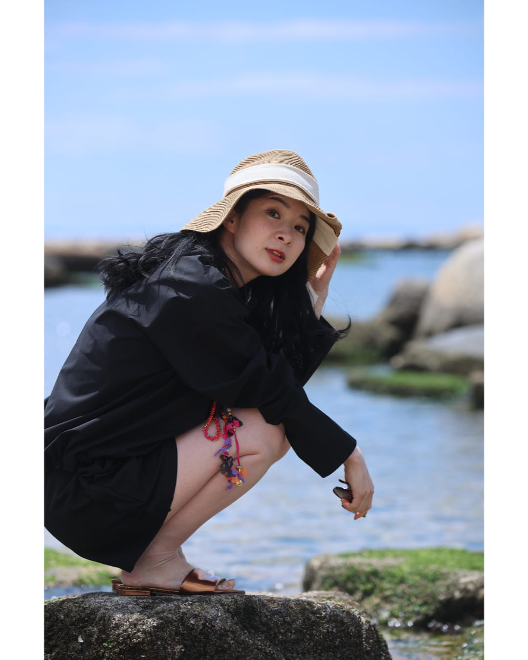 カワイイ CAWAII 夏もアクティブな私の為のUVカットラッシュガードプルオーバートップス (ブラック) ブラック