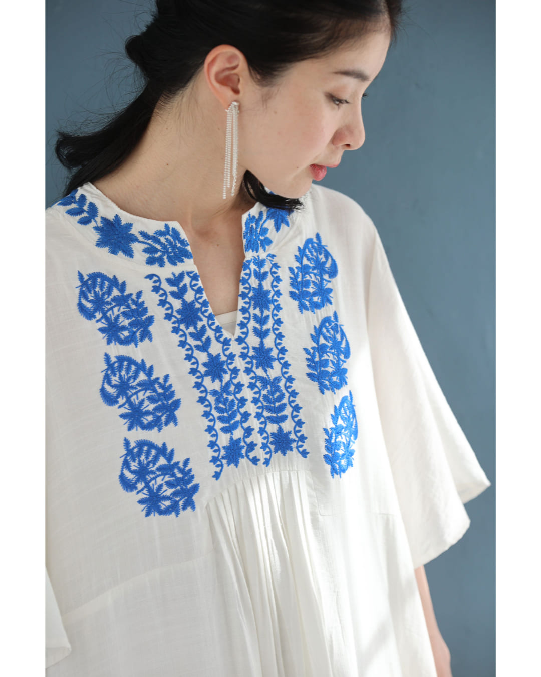 カワイイ CAWAII バカンスへ誘う涼やか刺繍ロングワンピース (ホワイト) ホワイト