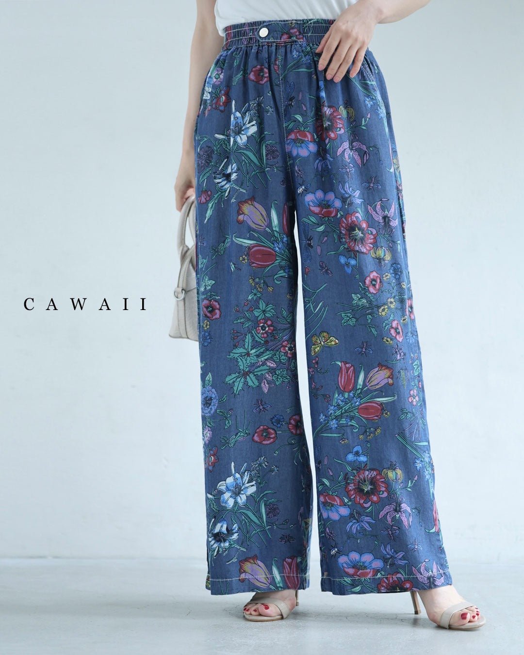 Cawaii Collection⁑ページ CAWAII colorful flowers and lively insects, soft wide pants