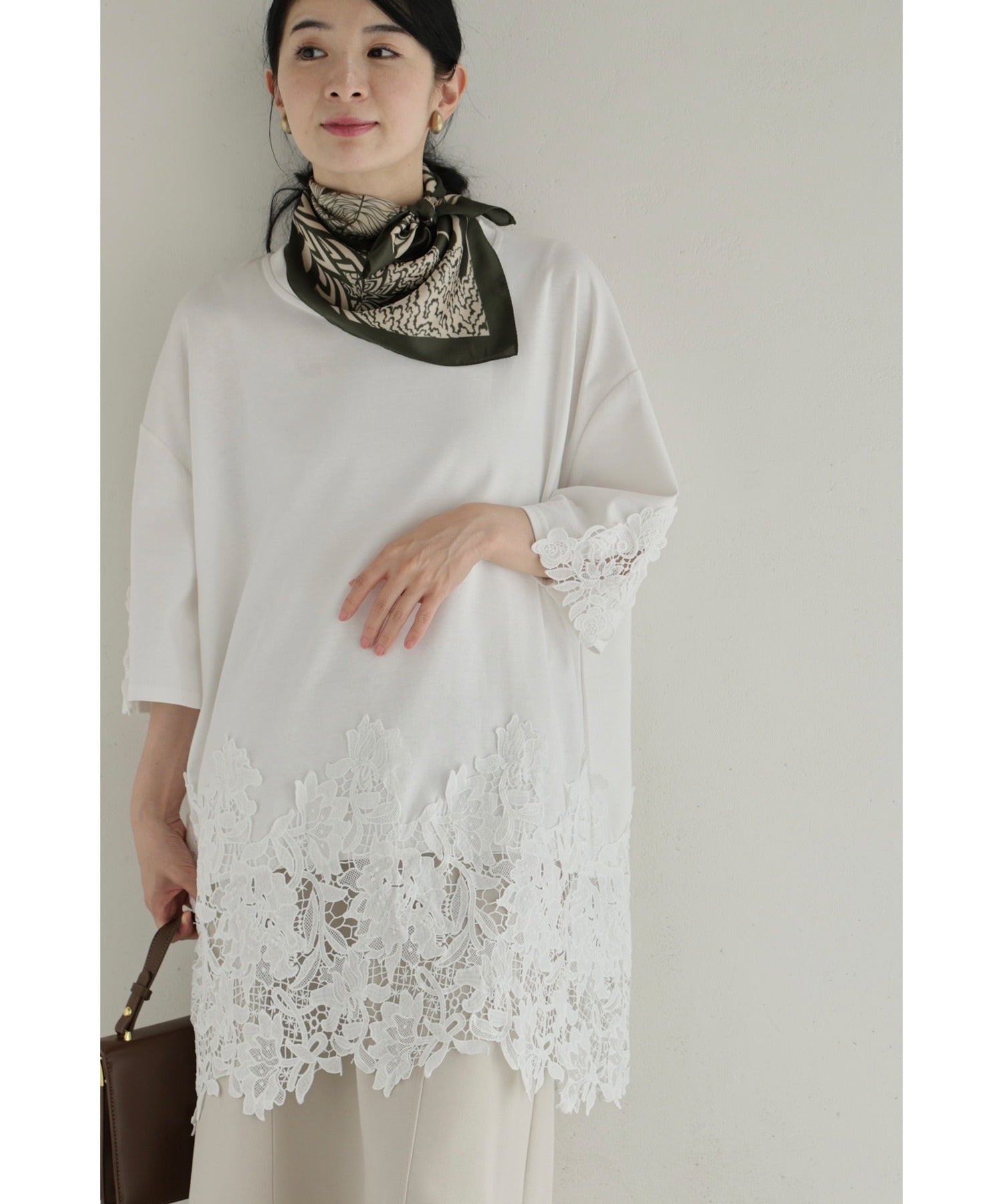 カワイイ CAWAII 腰回りぐるりと囲むたっぷりレースチュニック (ホワイト) ホワイト