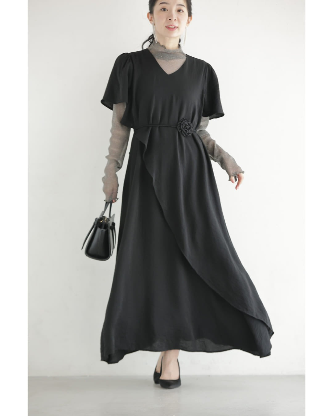 CAWAII asymmetrical overlapping flare Design long dress