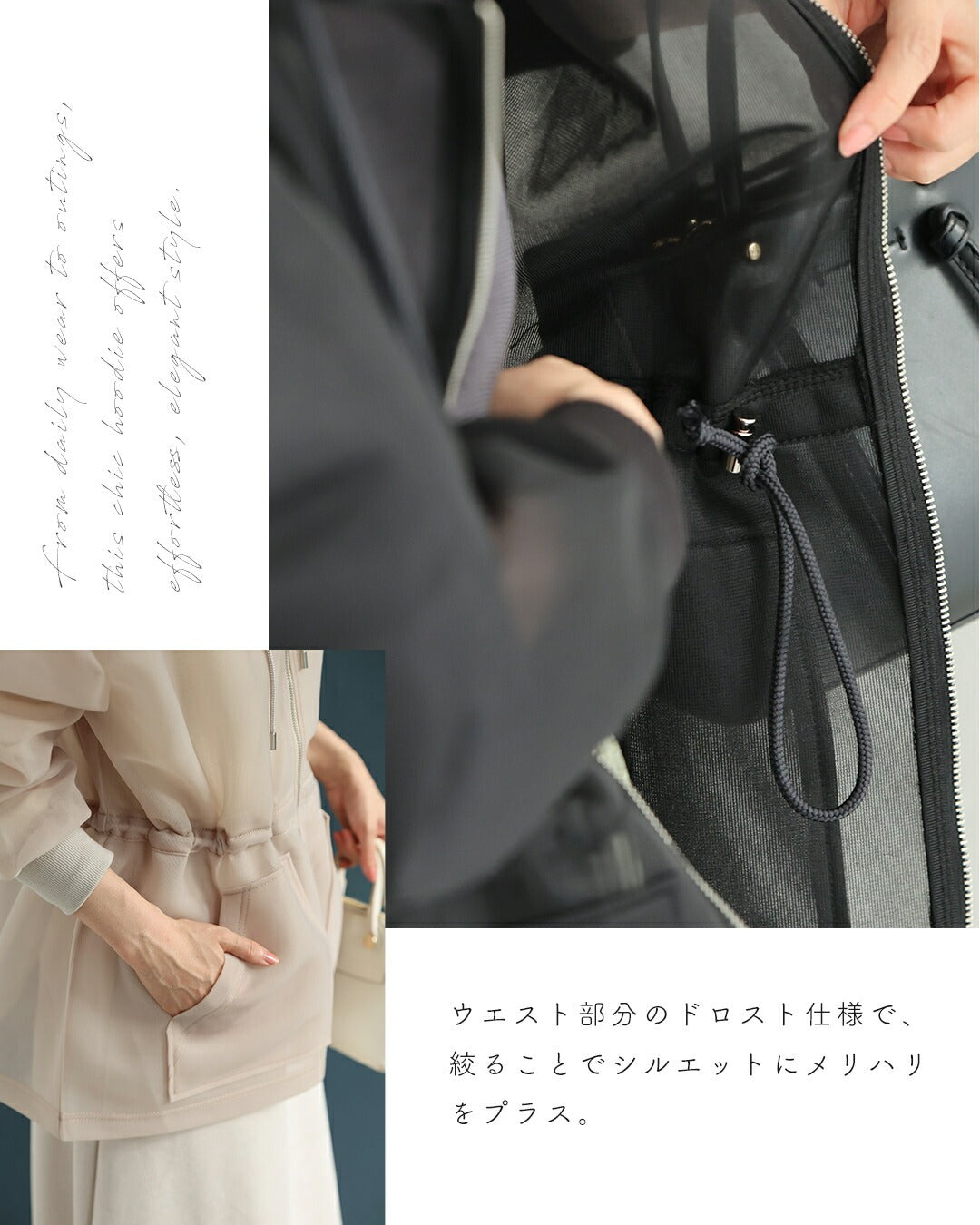 カワイイ CAWAII 立体感で美シルエット シアーダンボールパーカー (ブラック) ブラック