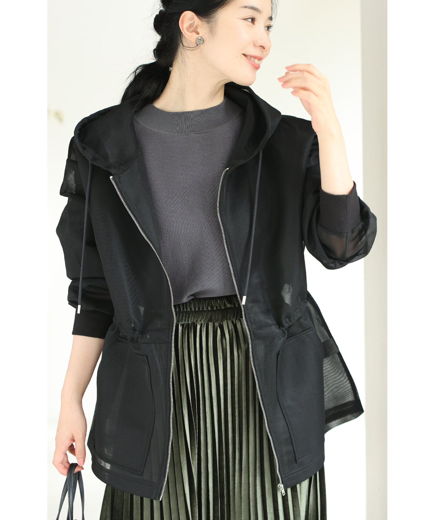 カワイイ CAWAII 立体感で美シルエット シアーダンボールパーカー (ブラック) ブラック