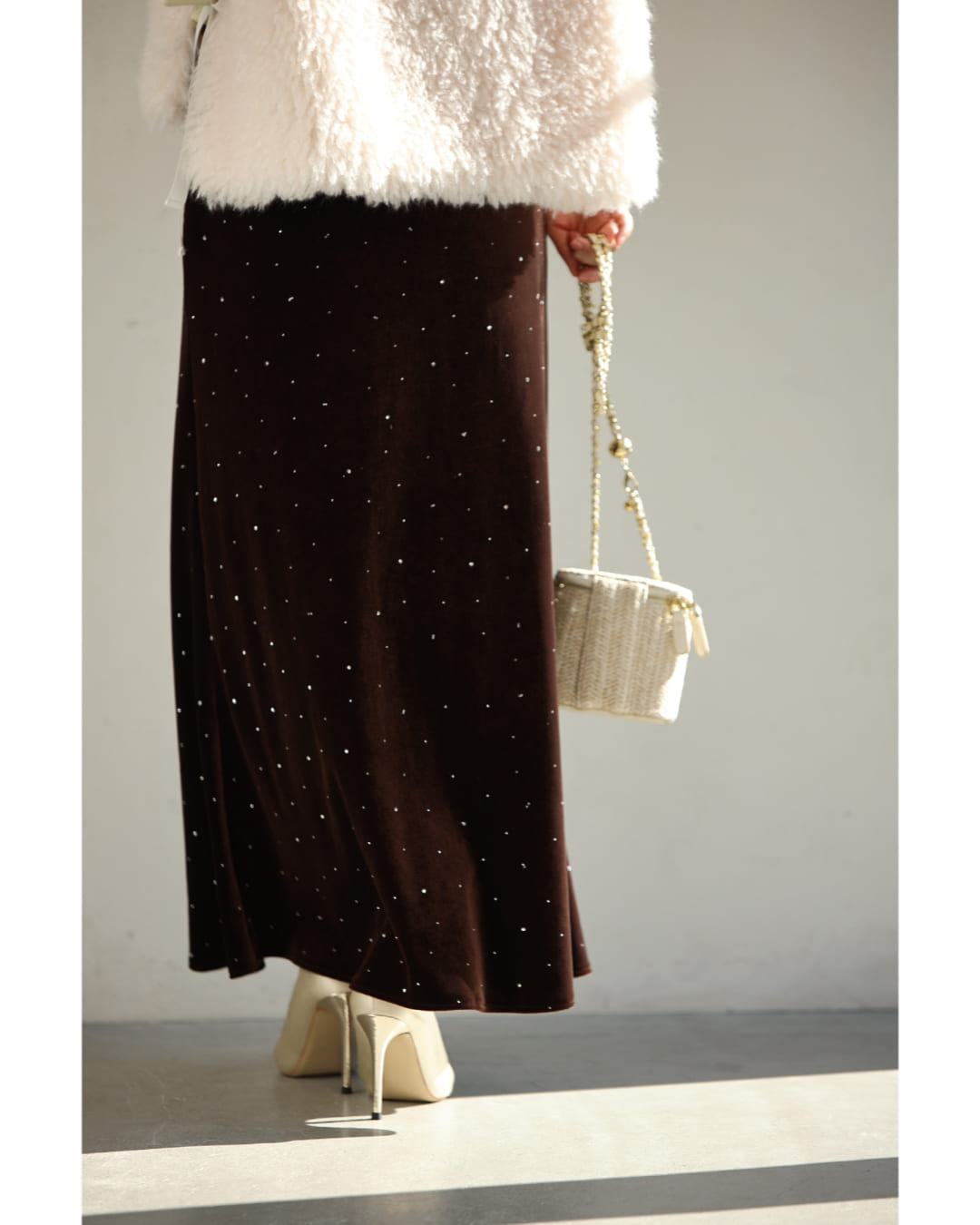 カワイイ CAWAII 星降る夜のベロアロングスカート (ブラウン) ブラウン