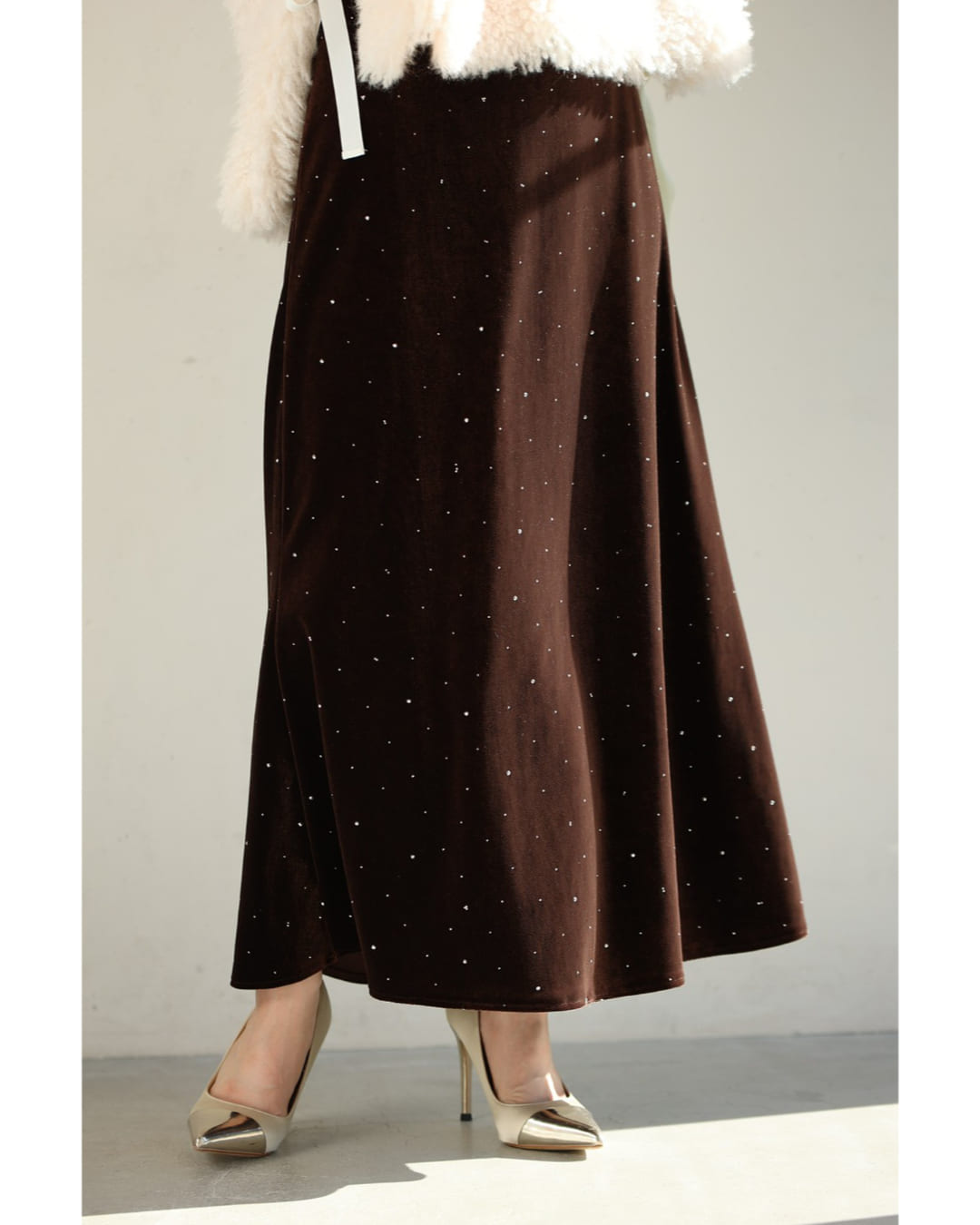 カワイイ CAWAII 星降る夜のベロアロングスカート (ブラウン) ブラウン