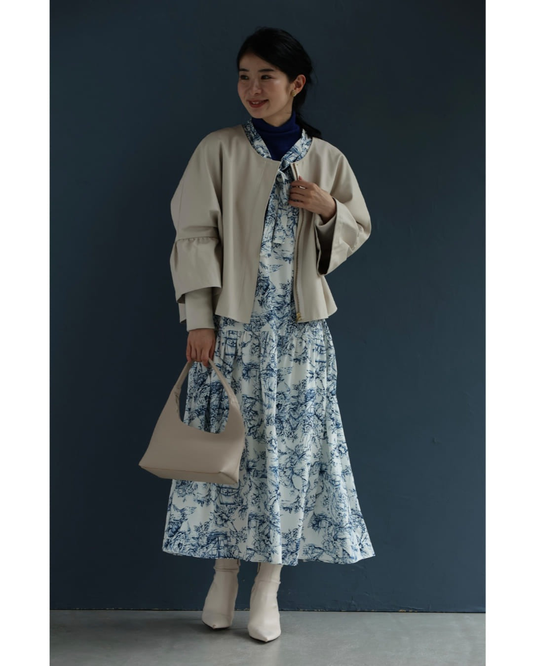 カワイイ CAWAII 海を旅する風景画ミディアムワンピース (ブルー) ブルー