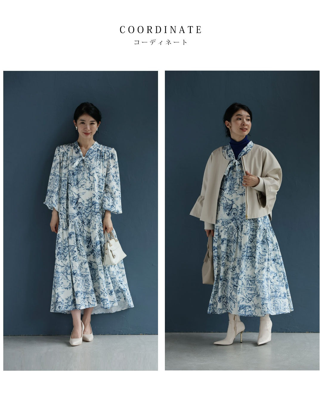 カワイイ CAWAII 海を旅する風景画ミディアムワンピース (ブルー) ブルー