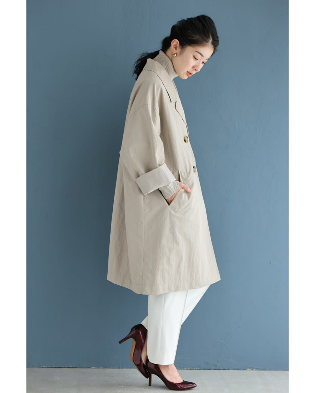 カワイイ CAWAII 定番デザインの軽やかライトコート (グレージュ) グレージュ