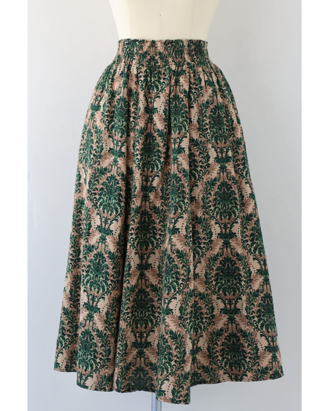 カワイイ CAWAII 華やぐグリーンダマスク柄ロングスカート (グリーン) グリーン