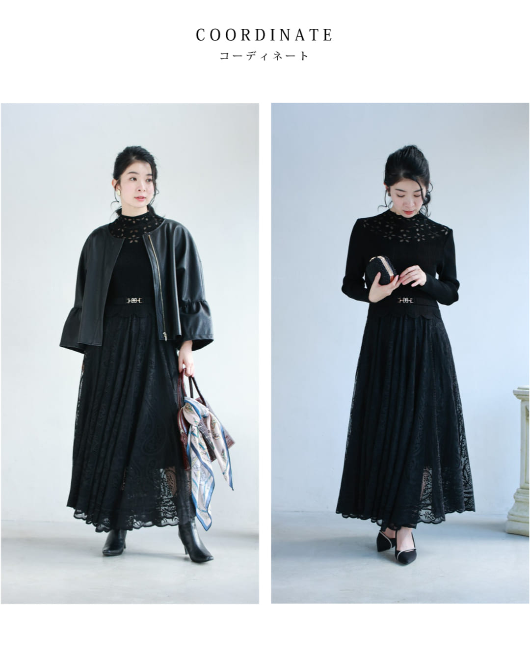 カワイイ CAWAII デコルテに広がる花のたっぷりレースロングワンピース (ネイビー) ネイビー