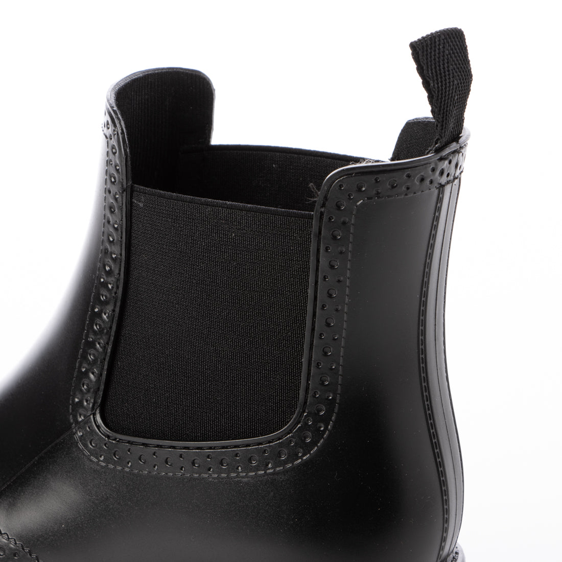 カプチーノ CAPPUCCINO レディースレイン ショートブーツ サイドゴア Uチップ メダリオン J1001 (ブラック) ブラック