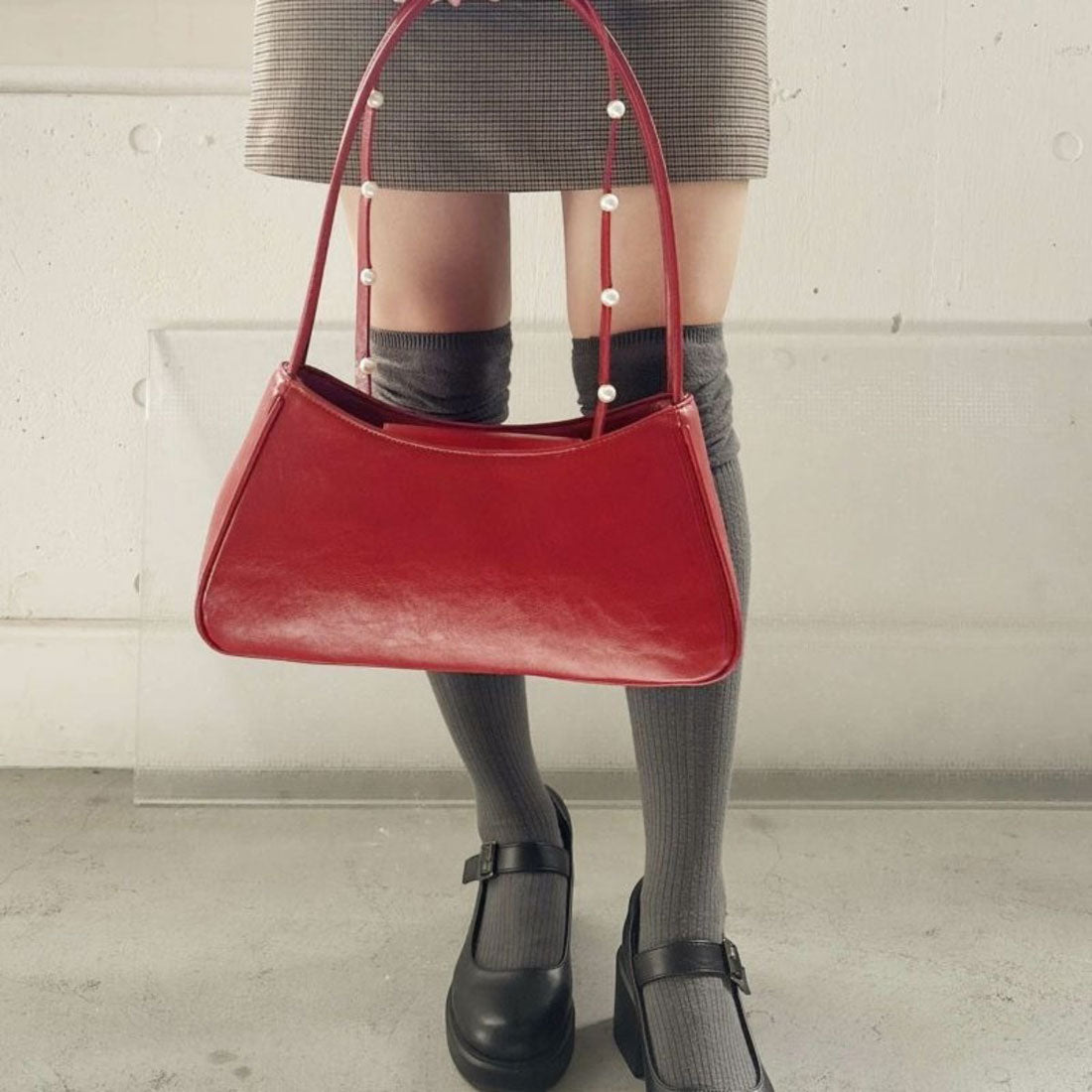 キャセリーニ Casselini 肩リボンエナメルバッグ(Shoulder Ribbon Enamel Bag) (レッド) レッド