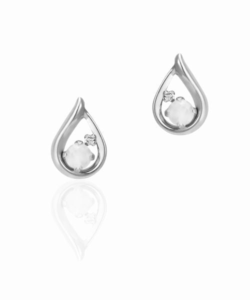 Canal4℃ 【June Birthstone】 K10 White Gold Earrings