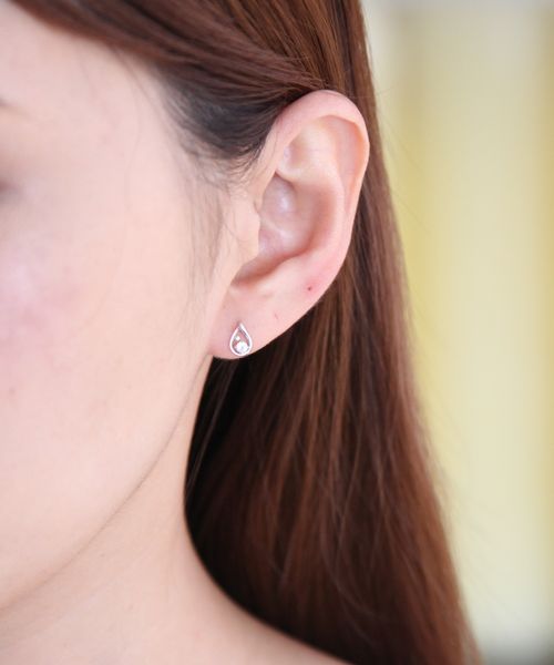 Canal4℃ 【June Birthstone】 K10 White Gold Earrings