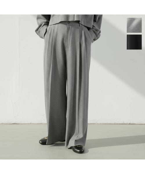 カフネ cafune cafune タックパンツ 545601 ウールライク ワイド (90/グレー) 90/グレー