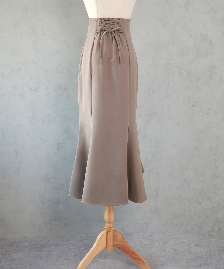 セネア CENEA CENEA ハイウエストレースアップマーメイドスカート (ダスティピンク) ダスティピンク