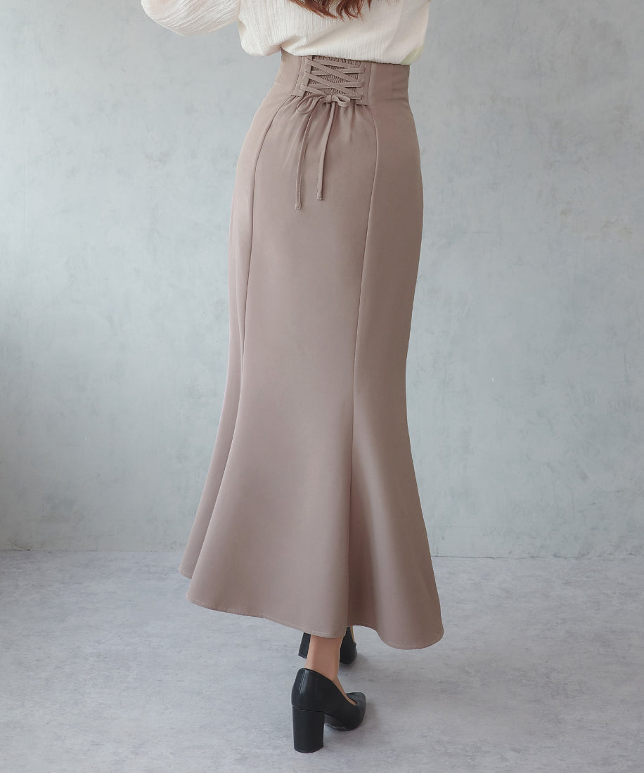 セネア CENEA CENEA ハイウエストレースアップマーメイドスカート (ダスティピンク) ダスティピンク