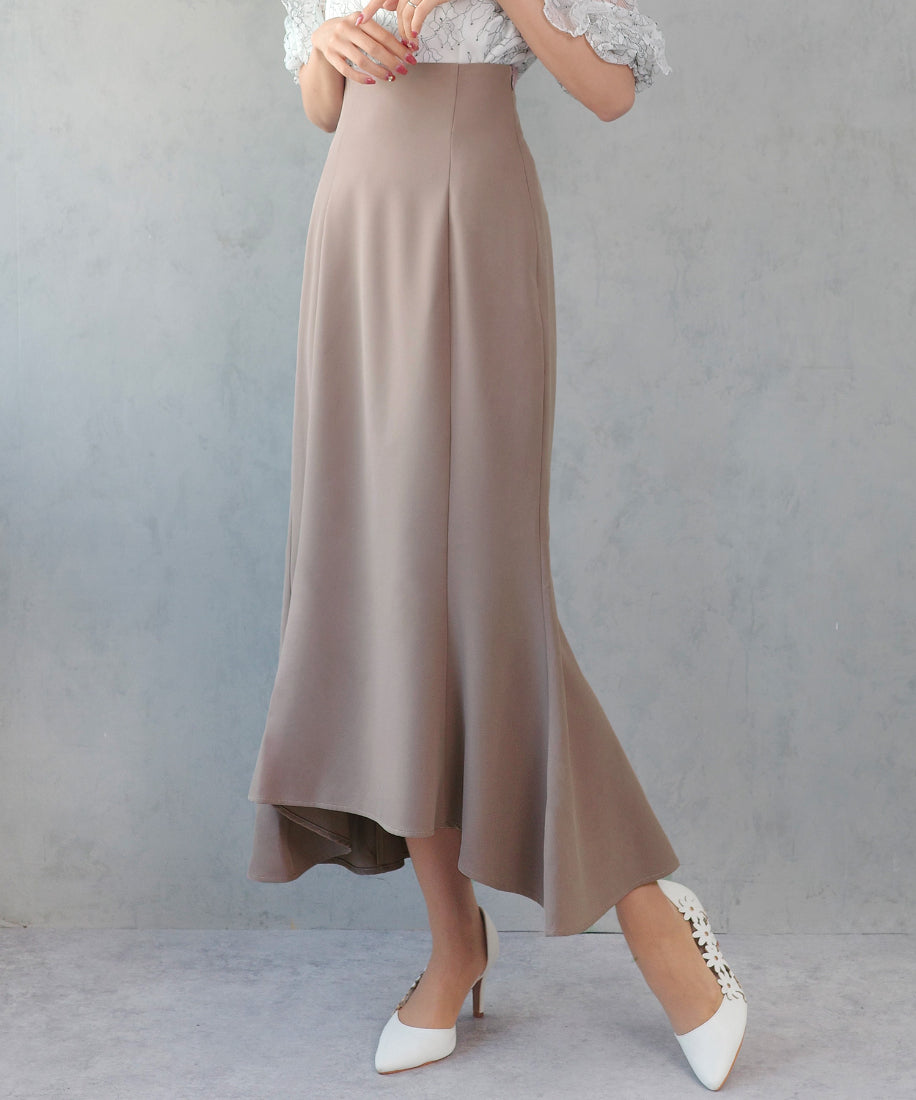 セネア CENEA CENEA ハイウエストレースアップマーメイドスカート (ダスティピンク) ダスティピンク