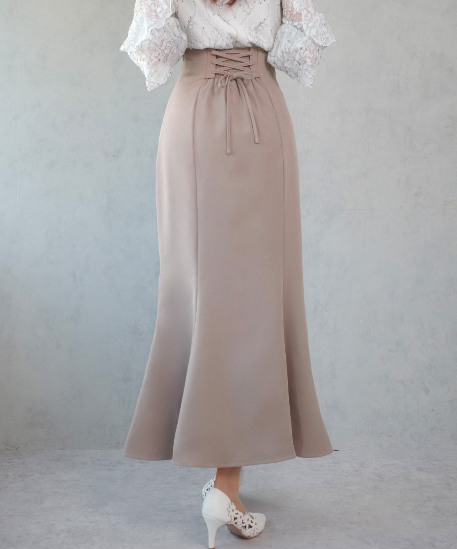 セネア CENEA CENEA ハイウエストレースアップマーメイドスカート (ダスティピンク) ダスティピンク