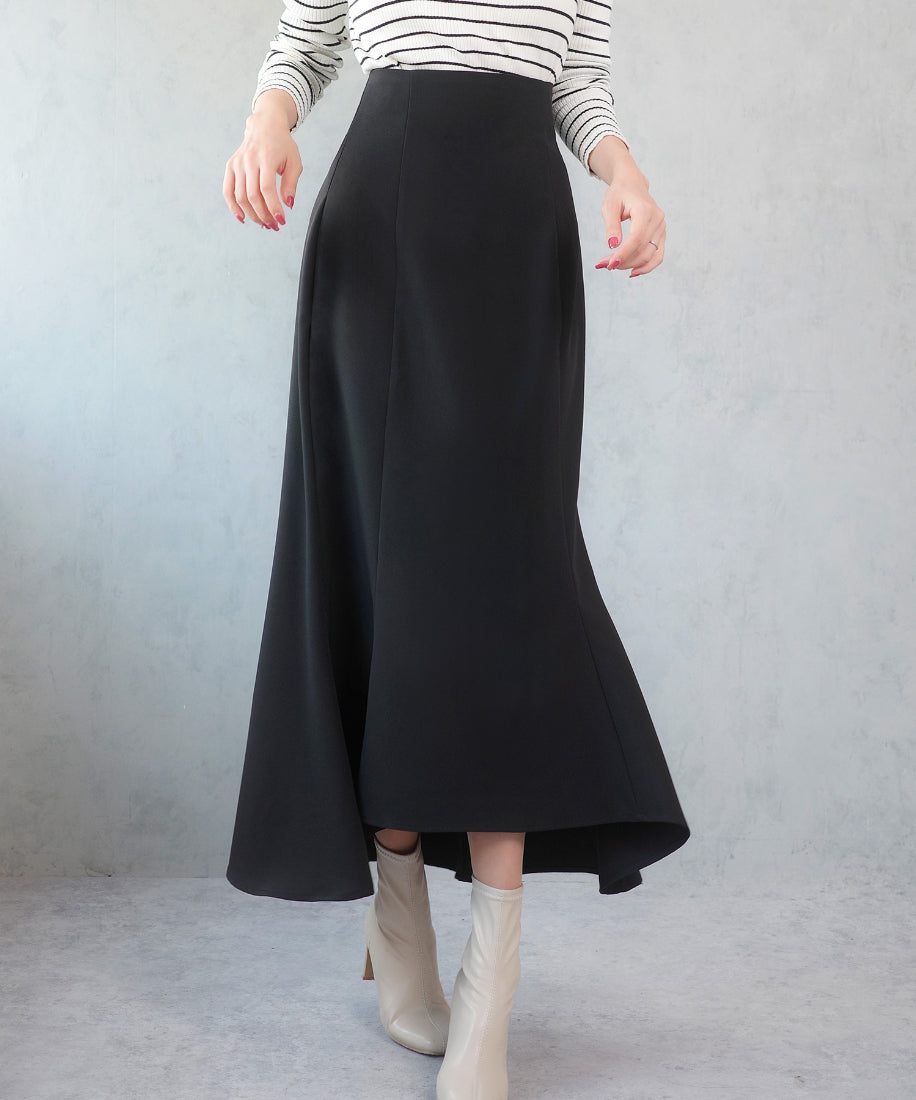 セネア CENEA CENEA ハイウエストレースアップマーメイドスカート (ブラック) ブラック