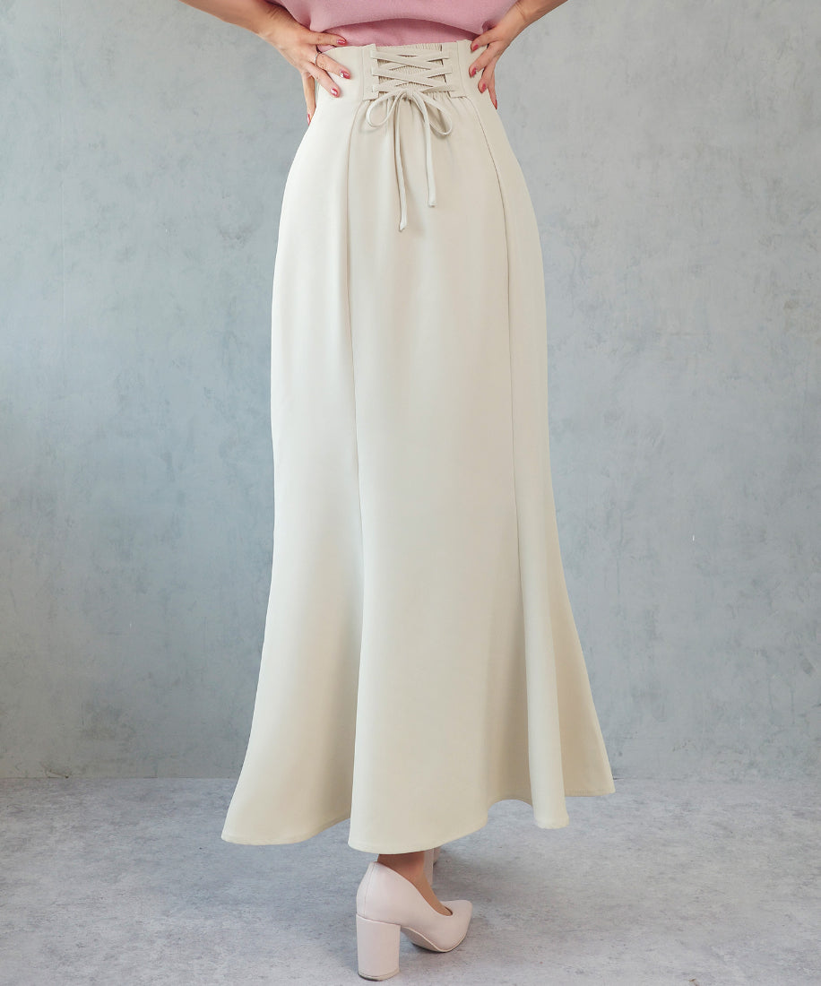 セネア CENEA CENEA ハイウエストレースアップマーメイドスカート (アイボリー) アイボリー