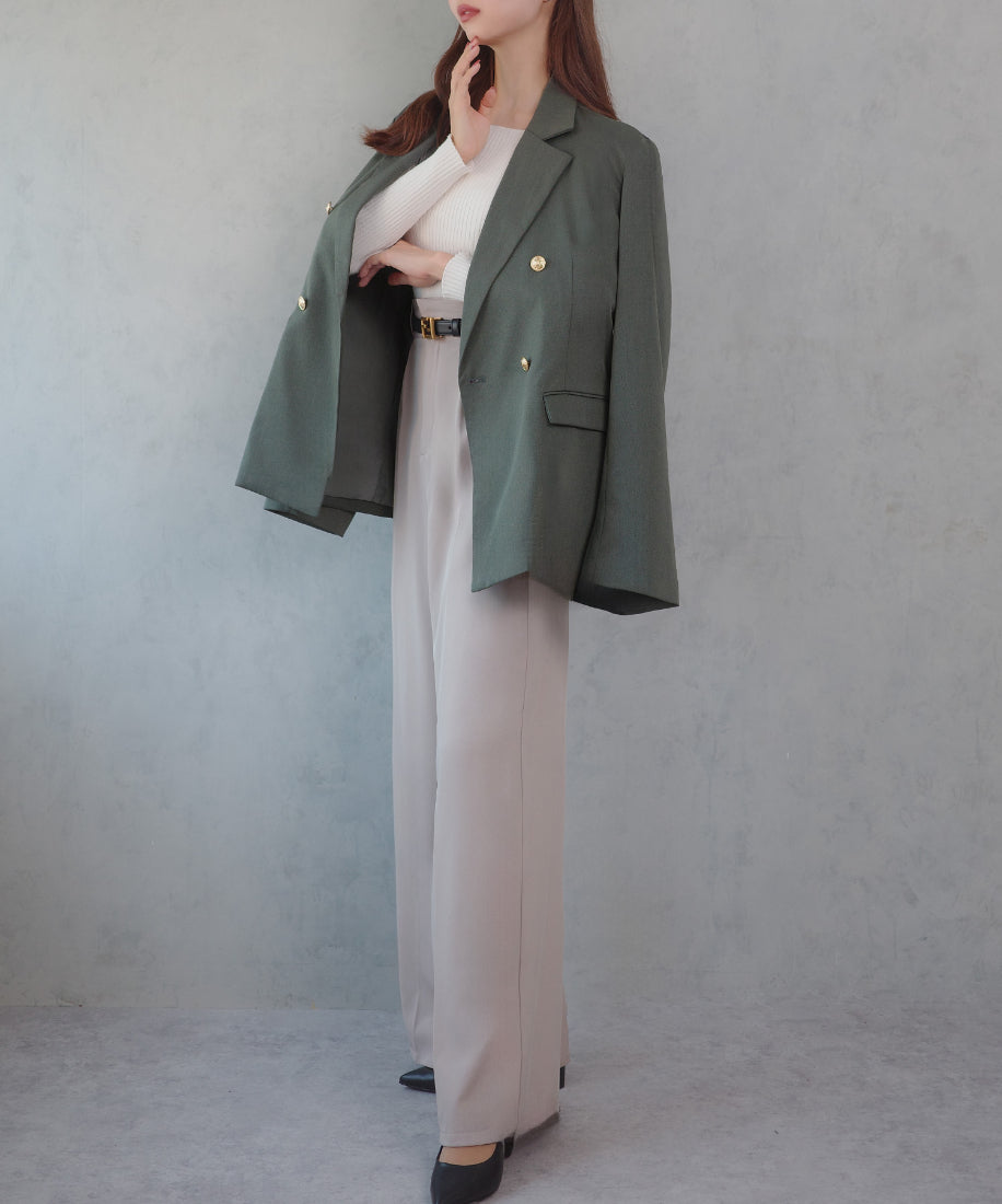 セネア CENEA CENEA 金ボタンテーラードジャケット+キャミワンピース (チャコール) チャコール