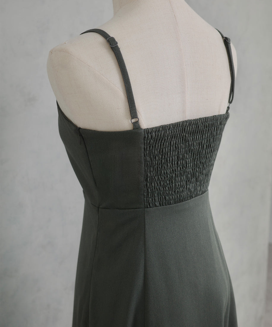 セネア CENEA CENEA 金ボタンテーラードジャケット+キャミワンピース (チャコール) チャコール