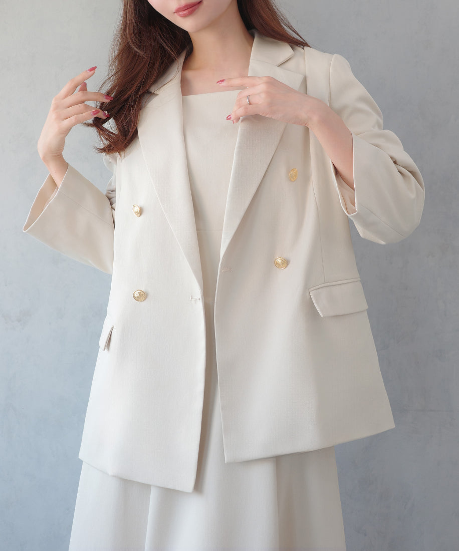 セネア CENEA CENEA 金ボタンテーラードジャケット+キャミワンピース (アイボリー) アイボリー