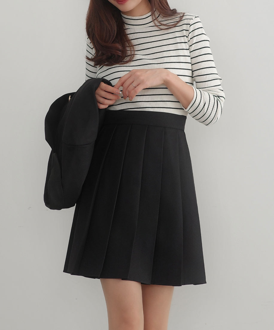 セネア CENEA CENEA 金ボタンテーラードジャケット+プリーツミニスカート(インナーパンツ付き) set (ブラック) ブラック