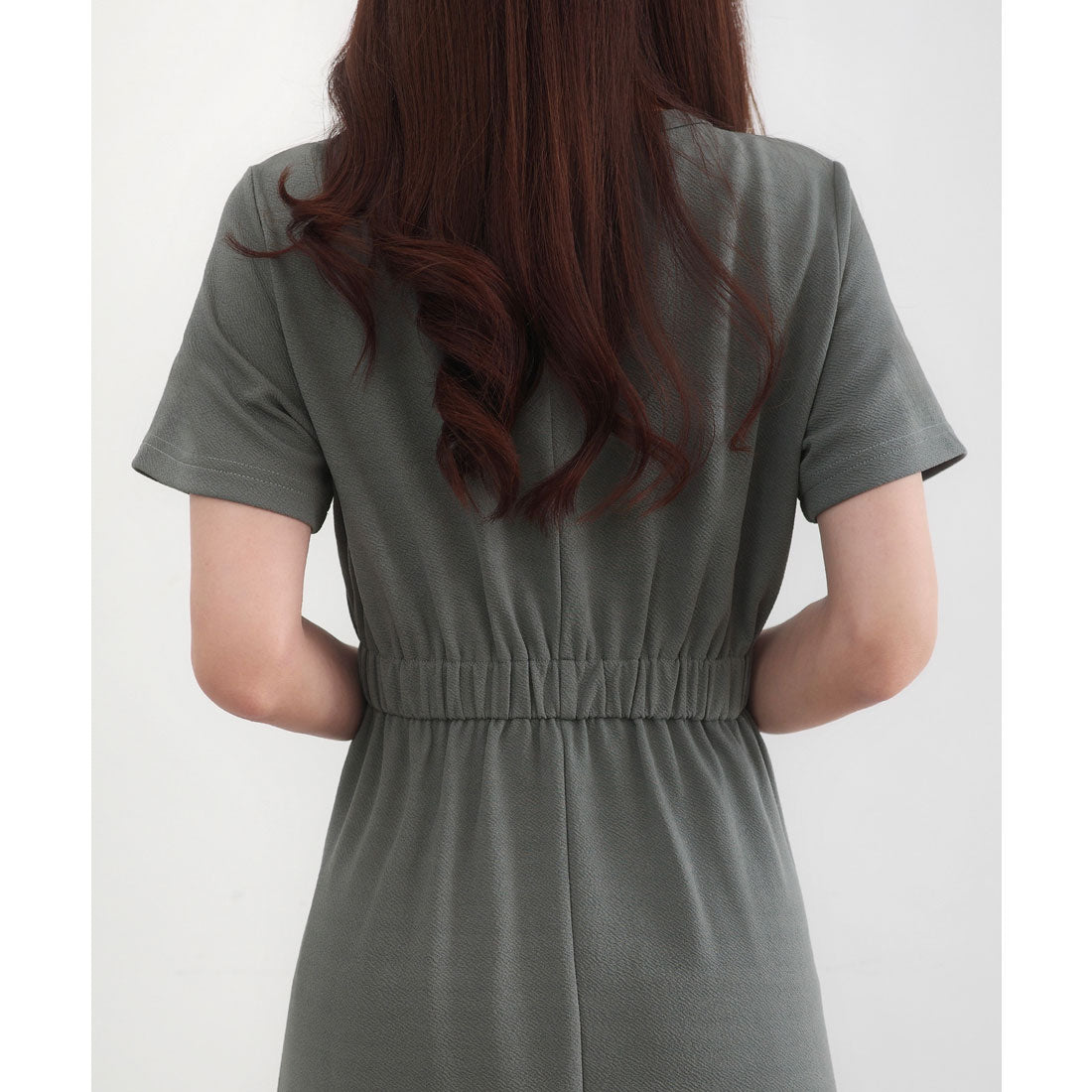 セネア CENEA CENEA キーネックタックデザインワンピース (グレー) グレー