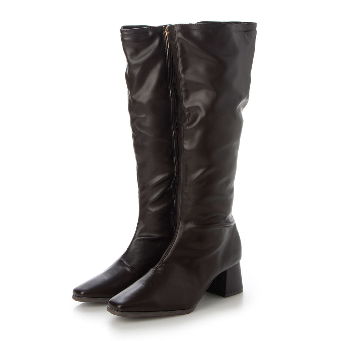 シックス CHICS スクエアトゥストレッチロングブーツ