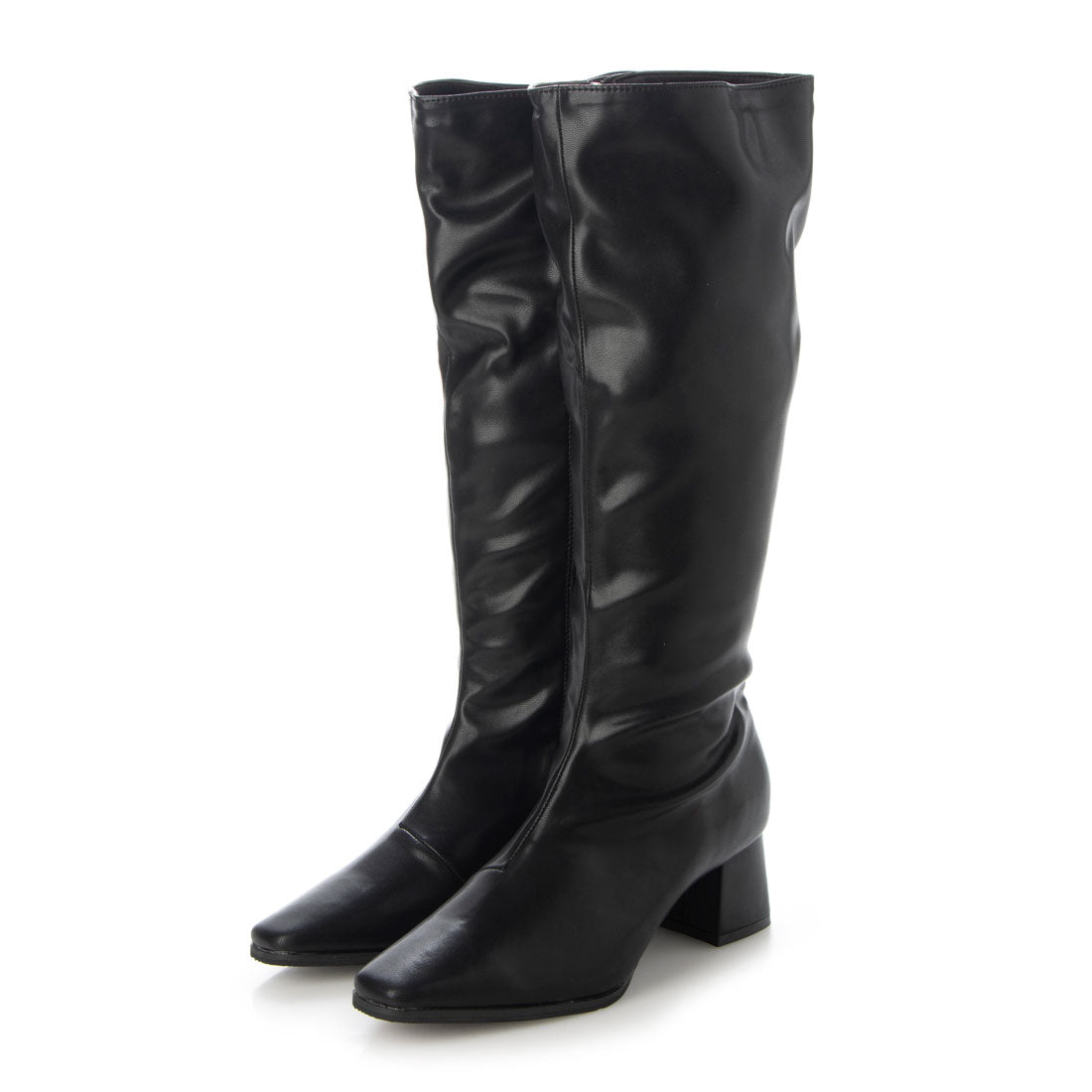 シックス CHICS スクエアトゥストレッチロングブーツ