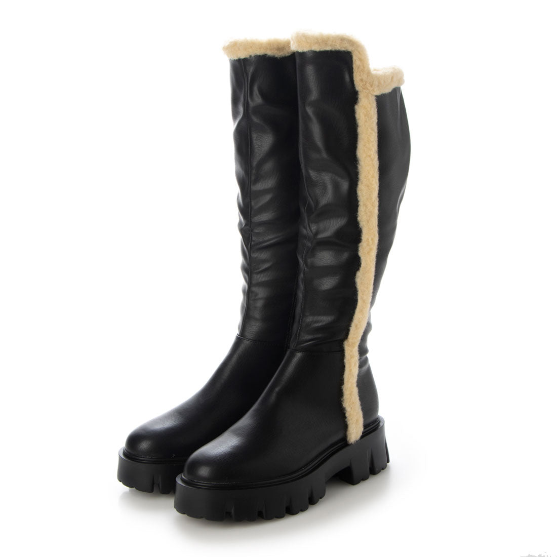 CHICS Thick-soled track sole boa design long boots