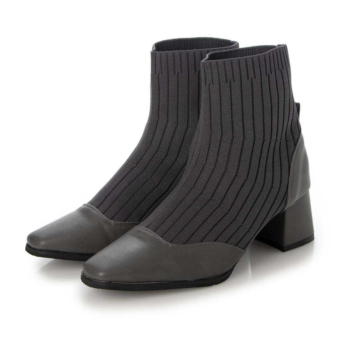 シックス CHICS スクエアトゥニットコンビショートブーツ