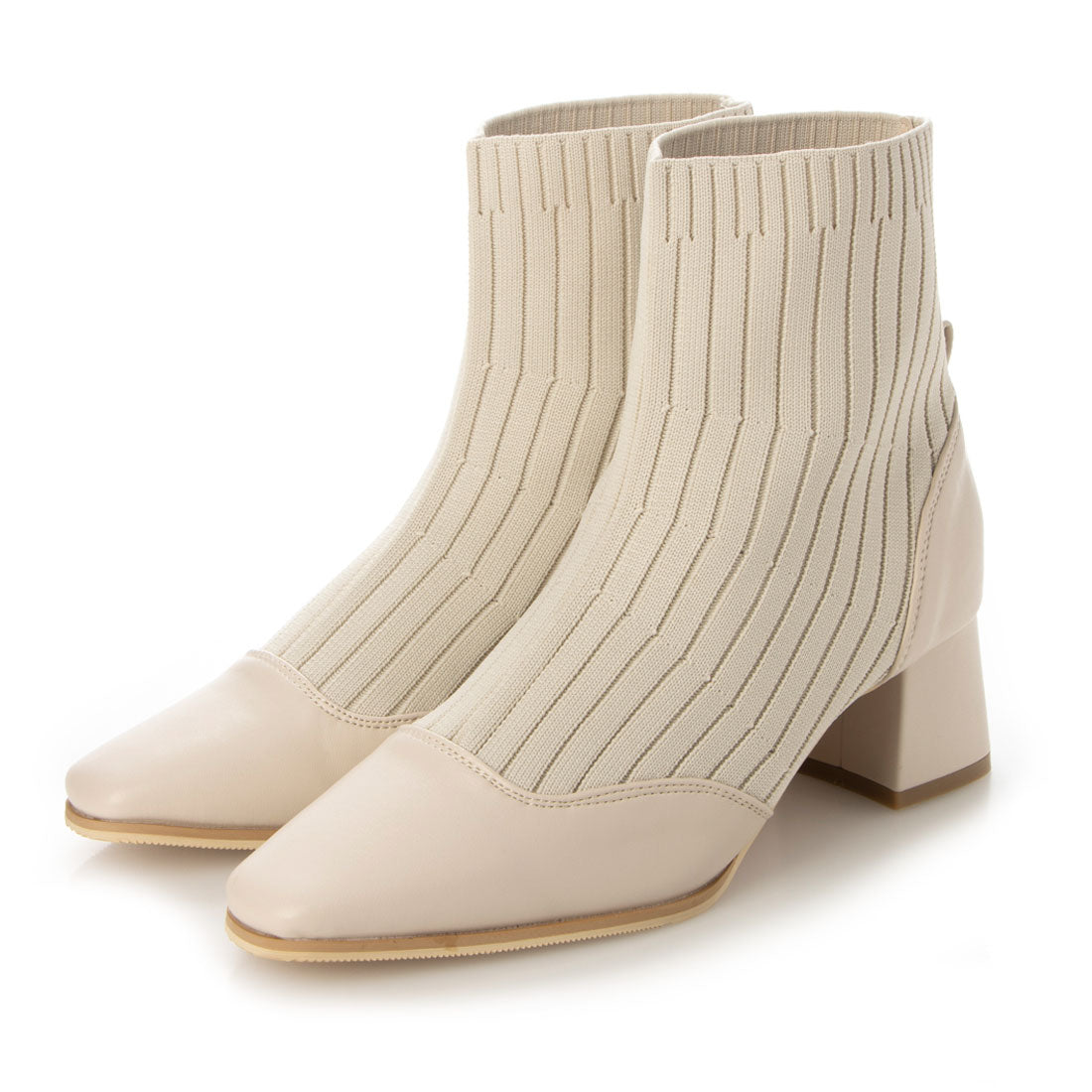 シックス CHICS スクエアトゥニットコンビショートブーツ