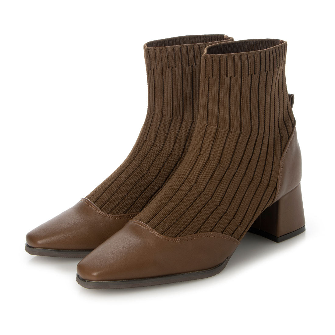 シックス CHICS スクエアトゥニットコンビショートブーツ