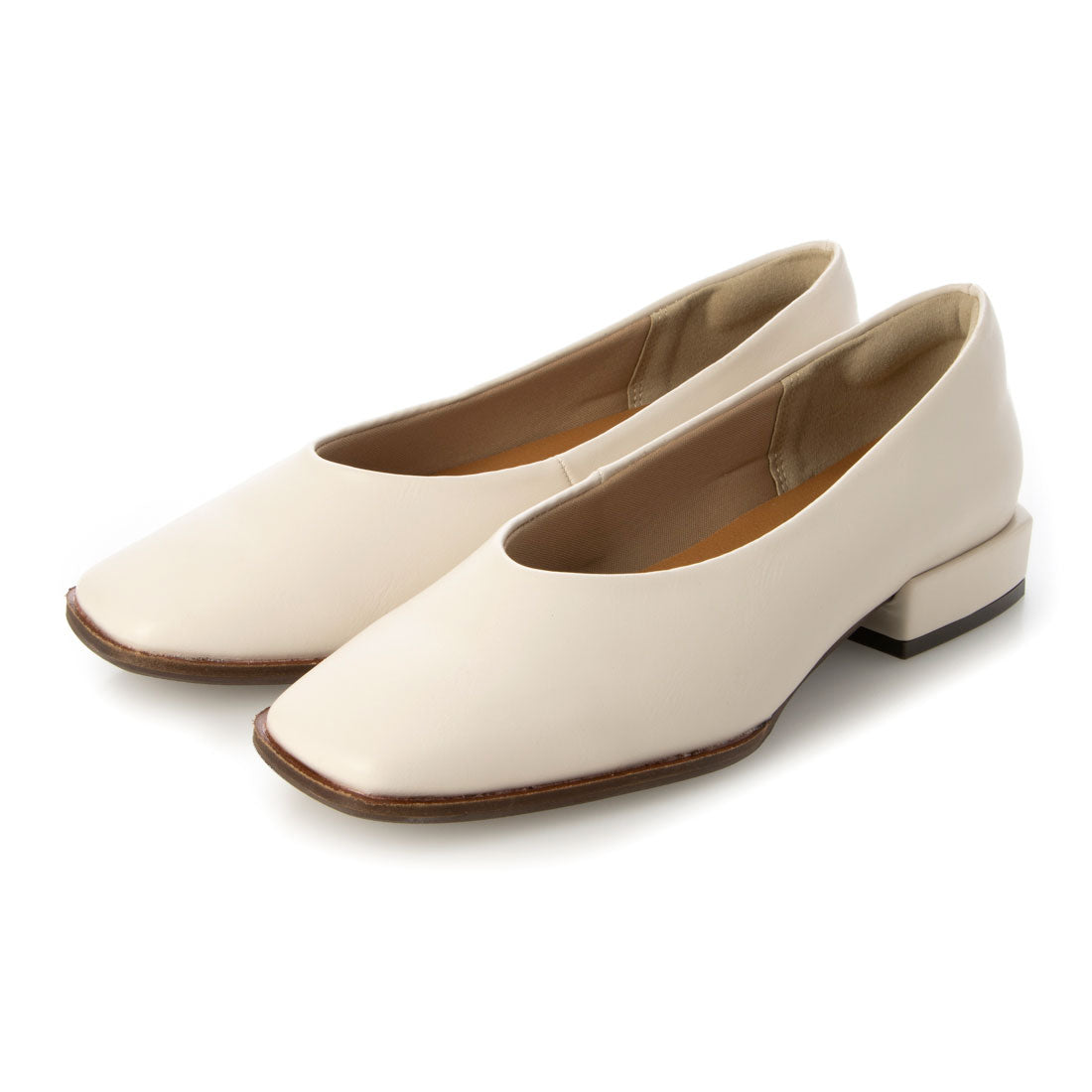 シックス CHICS スクエアトゥローヒールパンプス