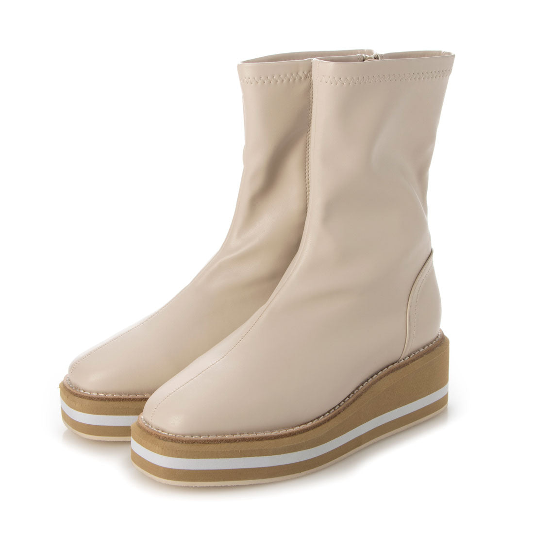 シックス CHICS ウェッジソールストレッチショートブーツ