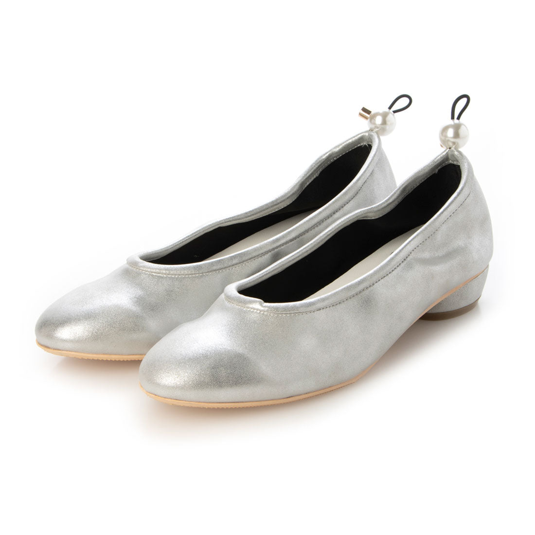 シックス CHICS パール調コードストッパー付フラットシューズ