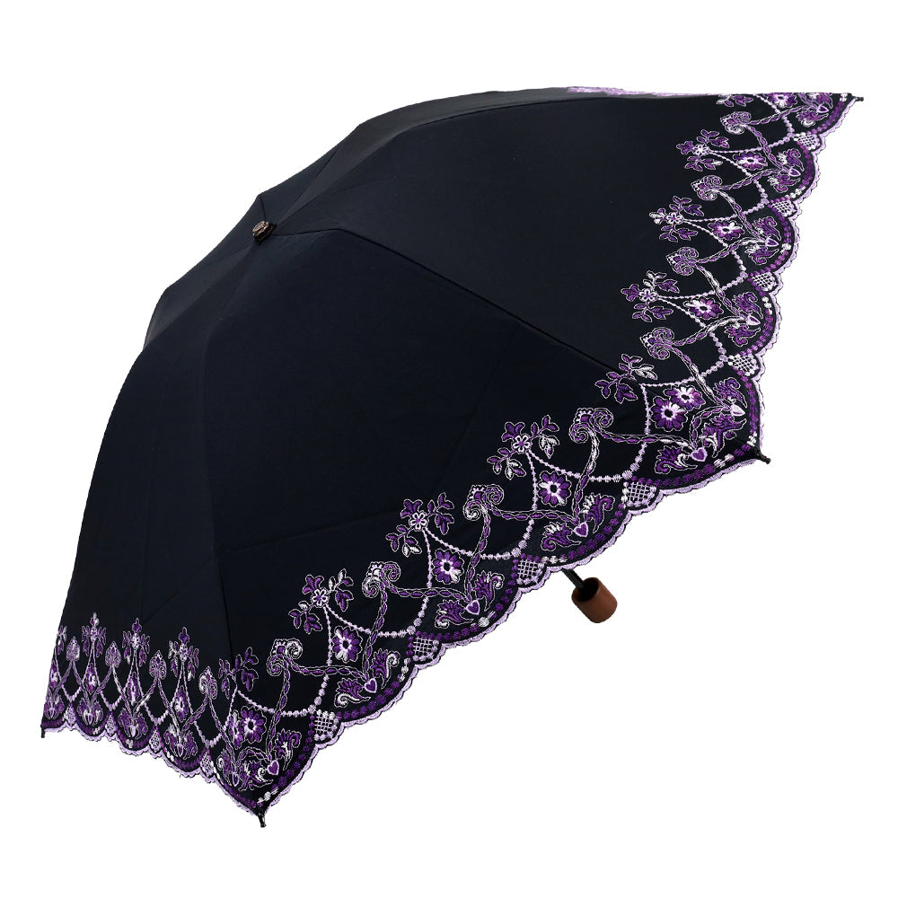 シノワズリーモダンキョウト シノワズリーモダン京都 マーブル刺繍ミニ折りたたみ日傘 (ブラック) ブラック