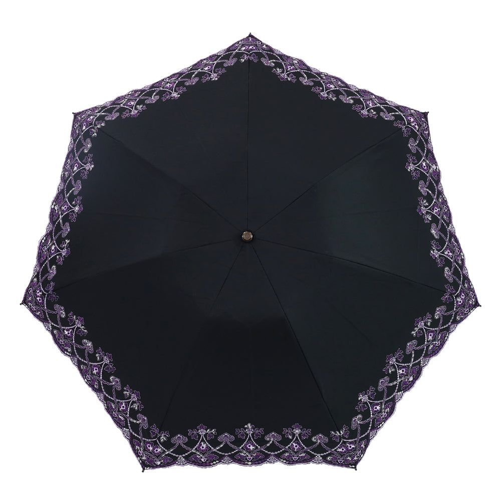シノワズリーモダンキョウト シノワズリーモダン京都 マーブル刺繍ミニ折りたたみ日傘 (ブラック) ブラック