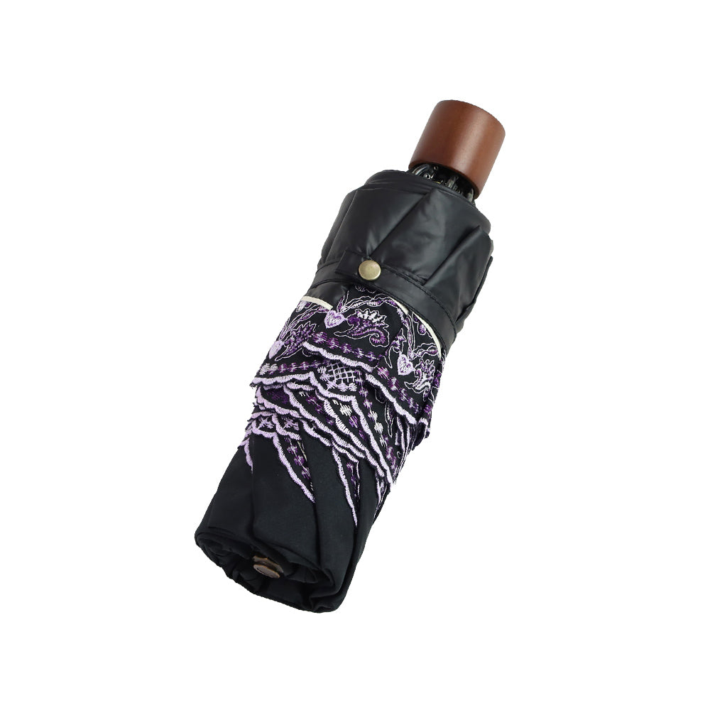 シノワズリーモダンキョウト シノワズリーモダン京都 マーブル刺繍ミニ折りたたみ日傘 (ブラック) ブラック