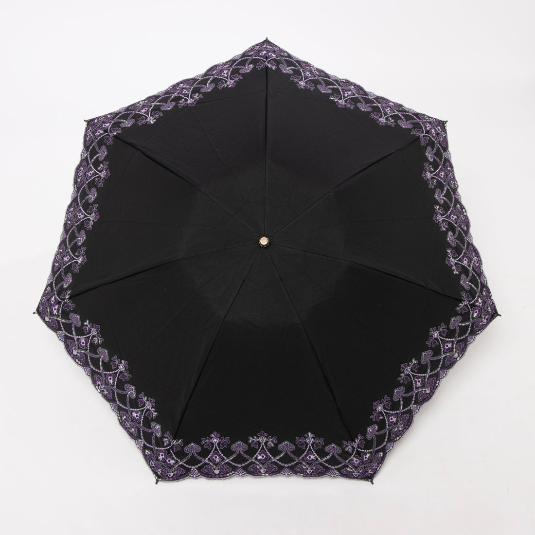 シノワズリーモダンキョウト シノワズリーモダン京都 マーブル刺繍ミニ折りたたみ日傘 (ブラック) ブラック