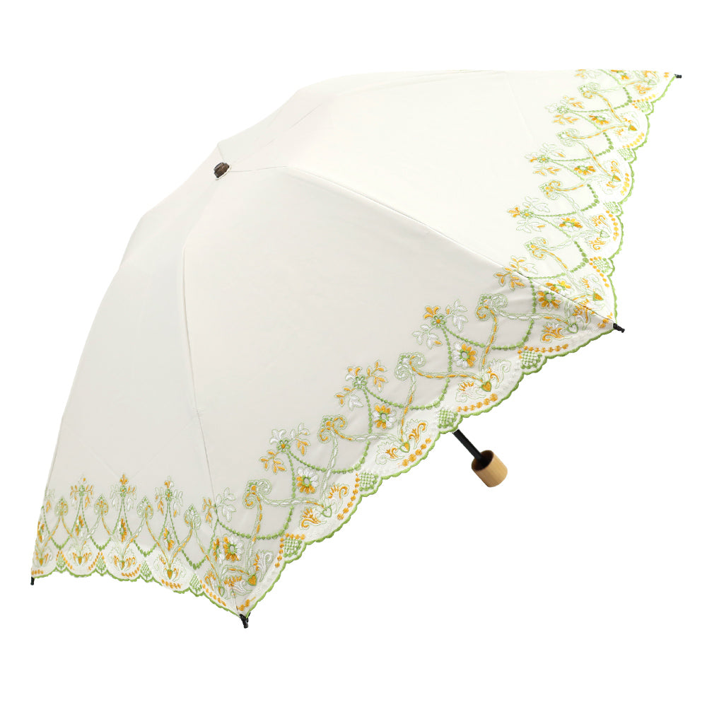 シノワズリーモダンキョウト シノワズリーモダン京都 マーブル刺繍ミニ折りたたみ日傘 (ホワイト×イエロー) ホワイト×イエロー