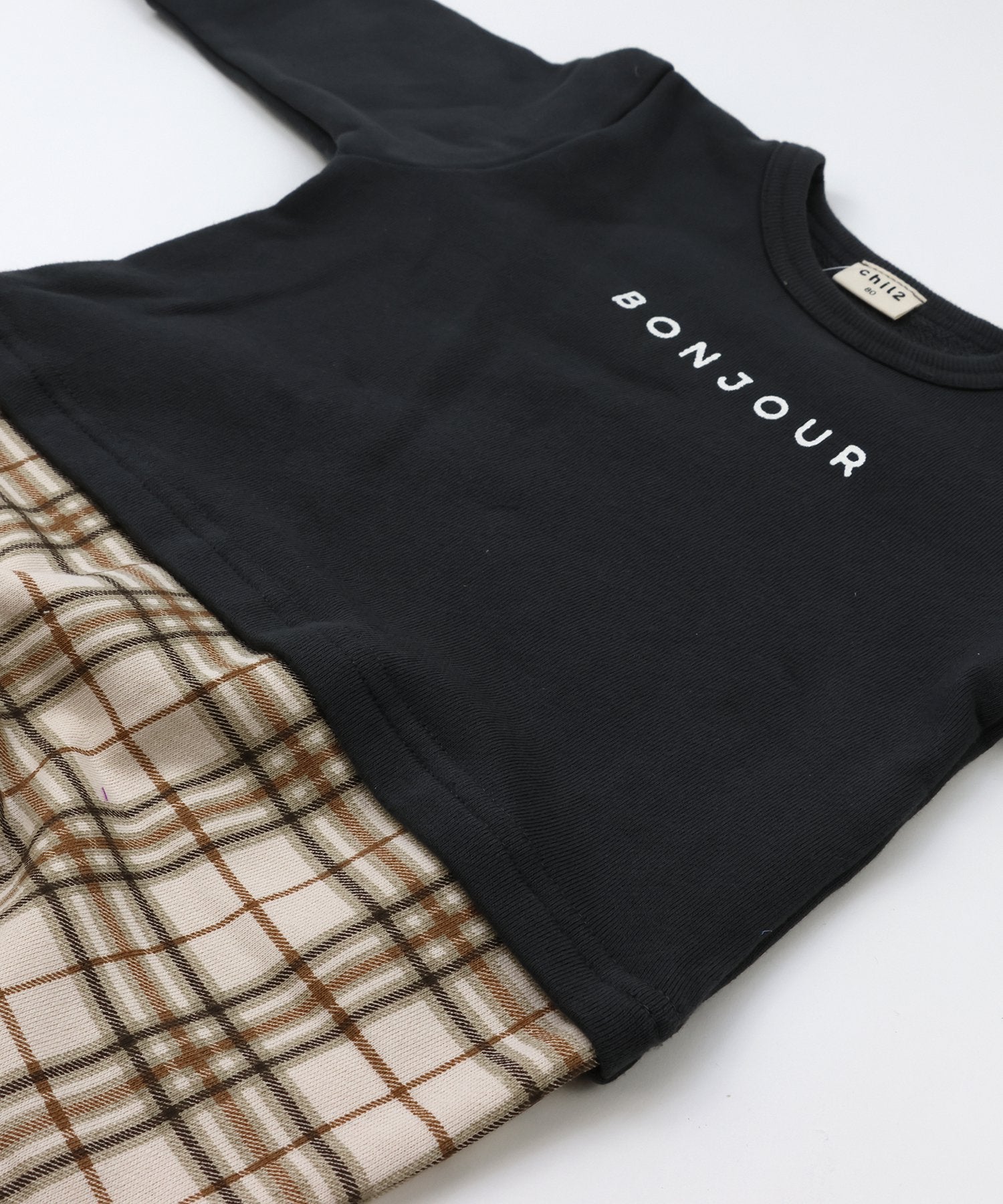 チルツー chil2 切り替えデザイン裏毛カバーオール